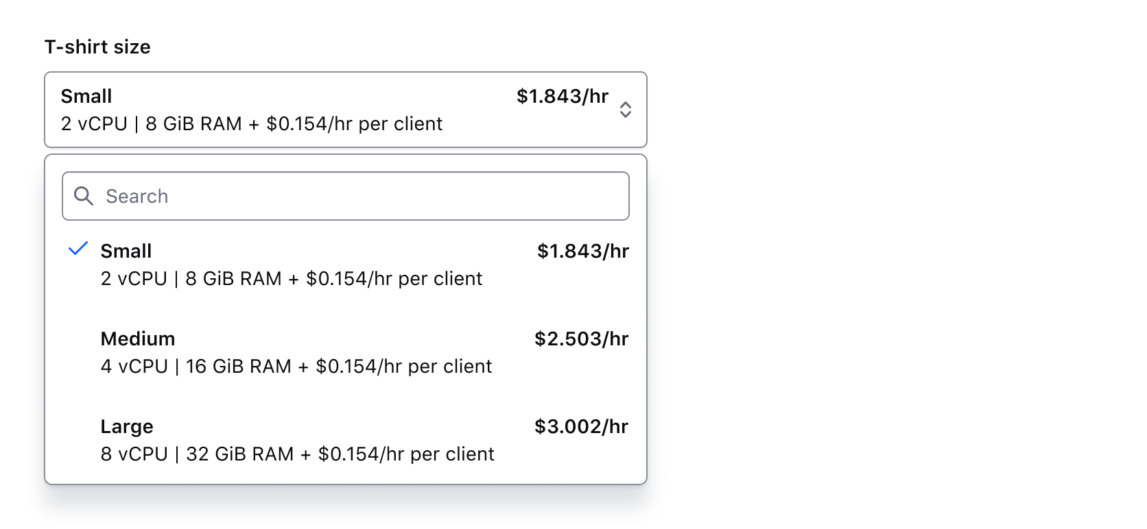 Search enabled before the list in both Single and Multiple components